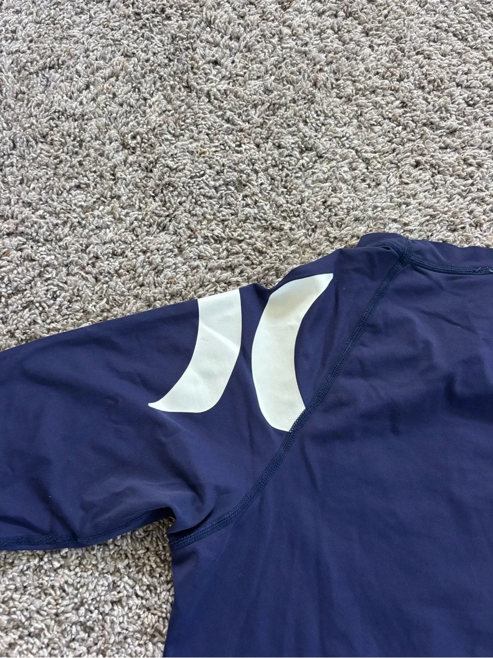 Hurley Youth Boys Medium Short Sleeve Rash Guard Swim Shirt Navy UPF 40